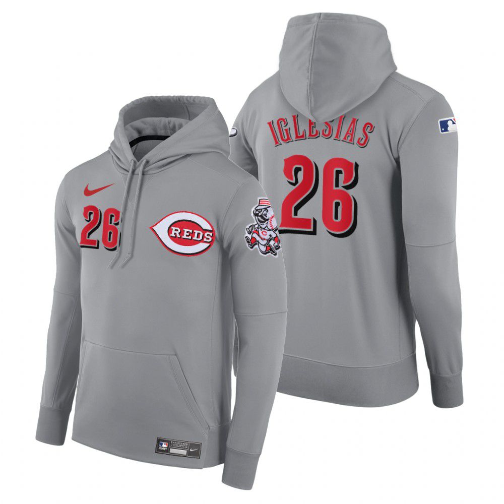 Cheap Men Cincinnati Reds 26 Iglesias gray road hoodie 2021 MLB Nike Jerseys